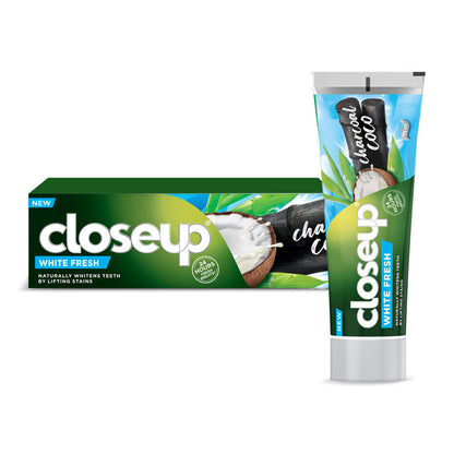 CLOSEUP White Fresh Toothpaste, Charcoal Coco, naturally whitens teeth by lifting stains, 75ml