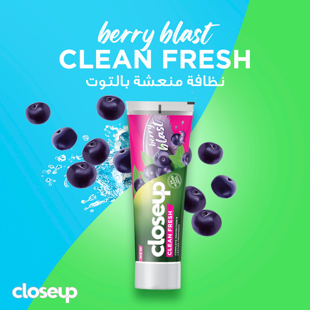 CLOSEUP Clean Fresh Toothpaste, Berry Blast, complete protection & lasting freshness, 75ml