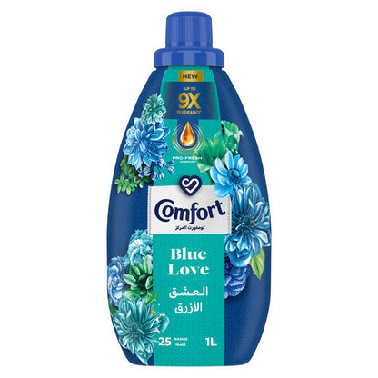 Comfort Concentrated Fabric Softener, Blue Love, with Pro-Fresh Technology for up to 9X fragrance, 1L