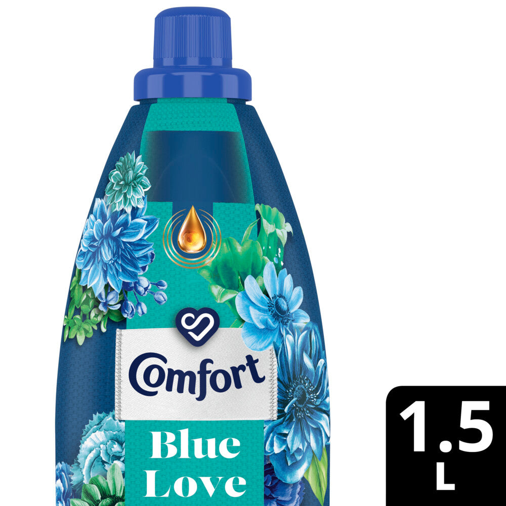 Comfort Concentrated Fabric Softener, Blue Love, with Pro-Fresh Technology for up to 9X fragrance, 1.5L