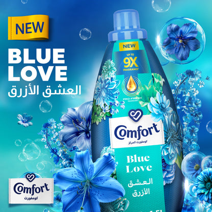 Comfort Concentrated Fabric Softener, Blue Love, with Pro-Fresh Technology for up to 9X fragrance, 1.5L