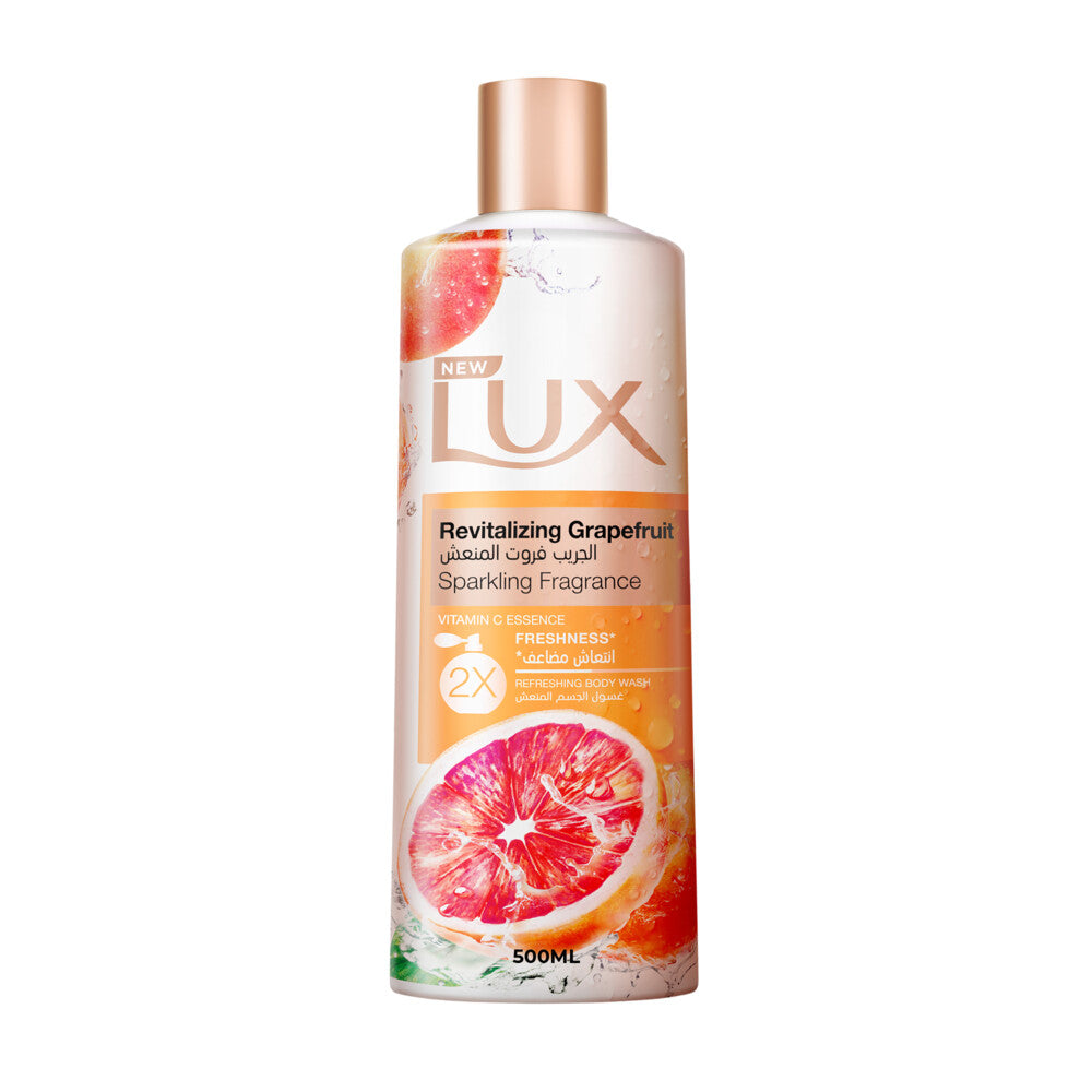 Lux Revitalizing Body Wash, Grapefruit, with Vitamin C Essence & 2x Freshness, 500ml