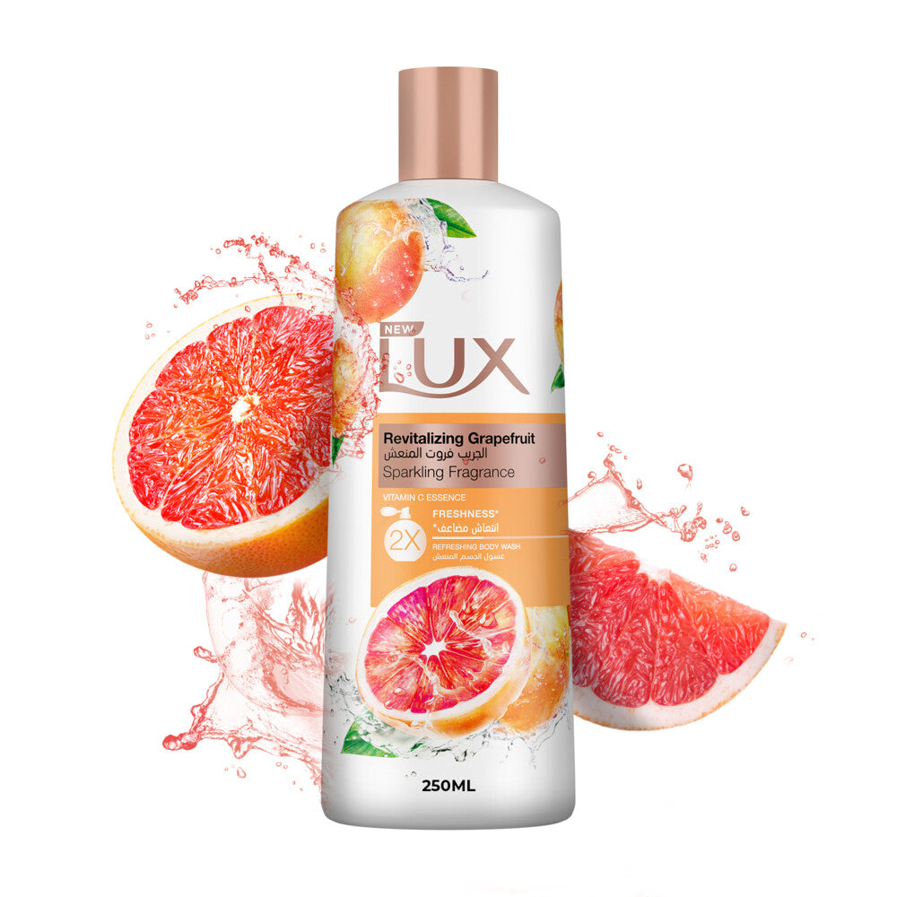 Lux Revitalizing Body Wash, Grapefruit, with Vitamin C Essence & 2x Freshness, 250ml