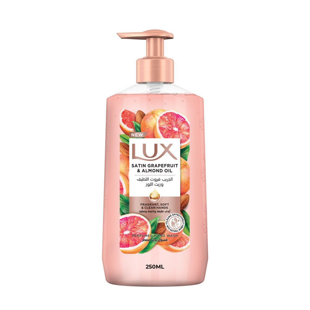 Lux Perfumed Hand Wash, Satin Grapefruit and Almond Oil, for Fragrant, Soft & Clean Hands, 250ml