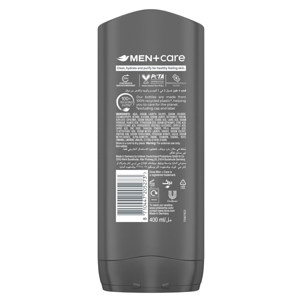 DOVE MEN+CARE Purifying Cleanser,3in1, for Body, Face and Hair